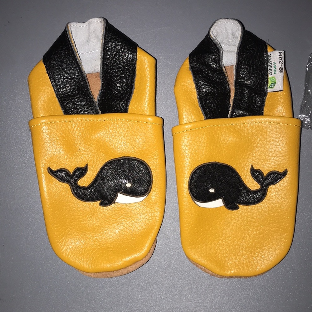 Brand new whale leather moccasins size 18-24 months